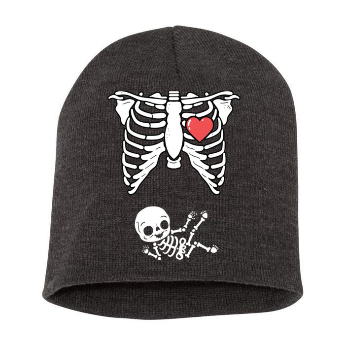 Skeleton Pregnancy Announcement XRay Halloween Costume Short Acrylic Beanie