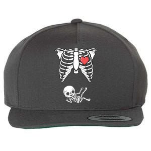 Skeleton Pregnancy Announcement XRay Halloween Costume Wool Snapback Cap