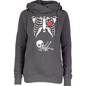 Skeleton Pregnancy Announcement XRay Halloween Costume Womens Funnel Neck Pullover Hood