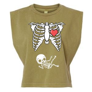 Skeleton Pregnancy Announcement XRay Halloween Costume Garment-Dyed Women's Muscle Tee