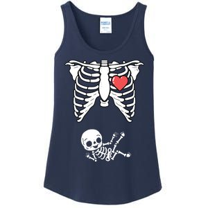 Skeleton Pregnancy Announcement XRay Halloween Costume Ladies Essential Tank