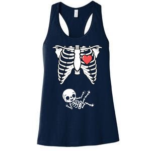 Skeleton Pregnancy Announcement XRay Halloween Costume Women's Racerback Tank