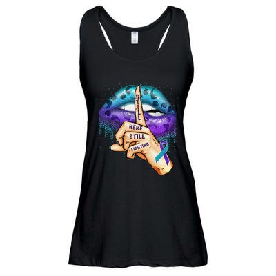 Suicide Prevention Awareness Still Here Still Fighting Lips Ladies Essential Flowy Tank