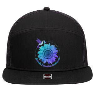 Suicide Prevention Awareness Hummingbird Flower 7 Panel Mesh Trucker Snapback Hat