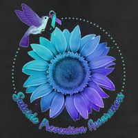 Suicide Prevention Awareness Hummingbird Flower 7 Panel Mesh Trucker Snapback Hat