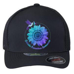 Suicide Prevention Awareness Hummingbird Flower Flexfit Unipanel Trucker Cap