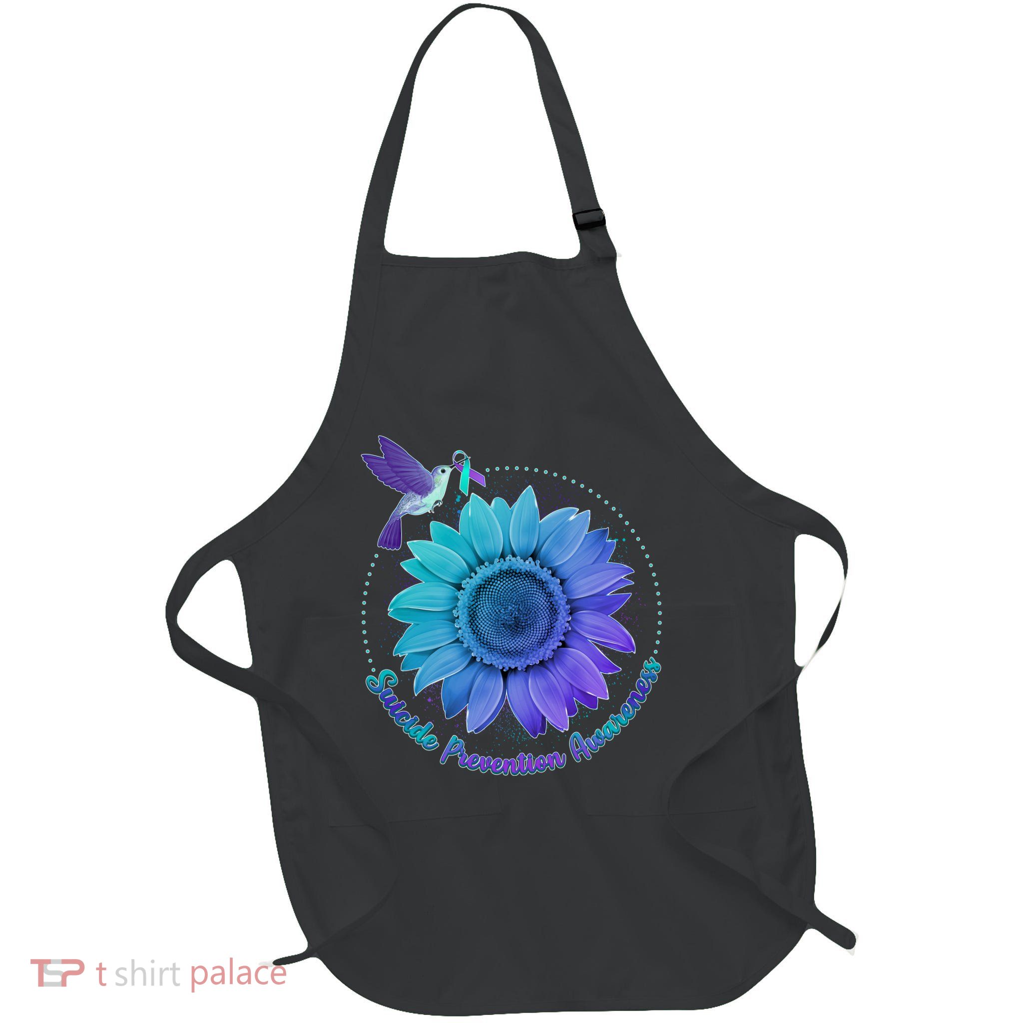 Suicide Prevention Awareness Hummingbird Flower Full-Length Apron With Pockets
