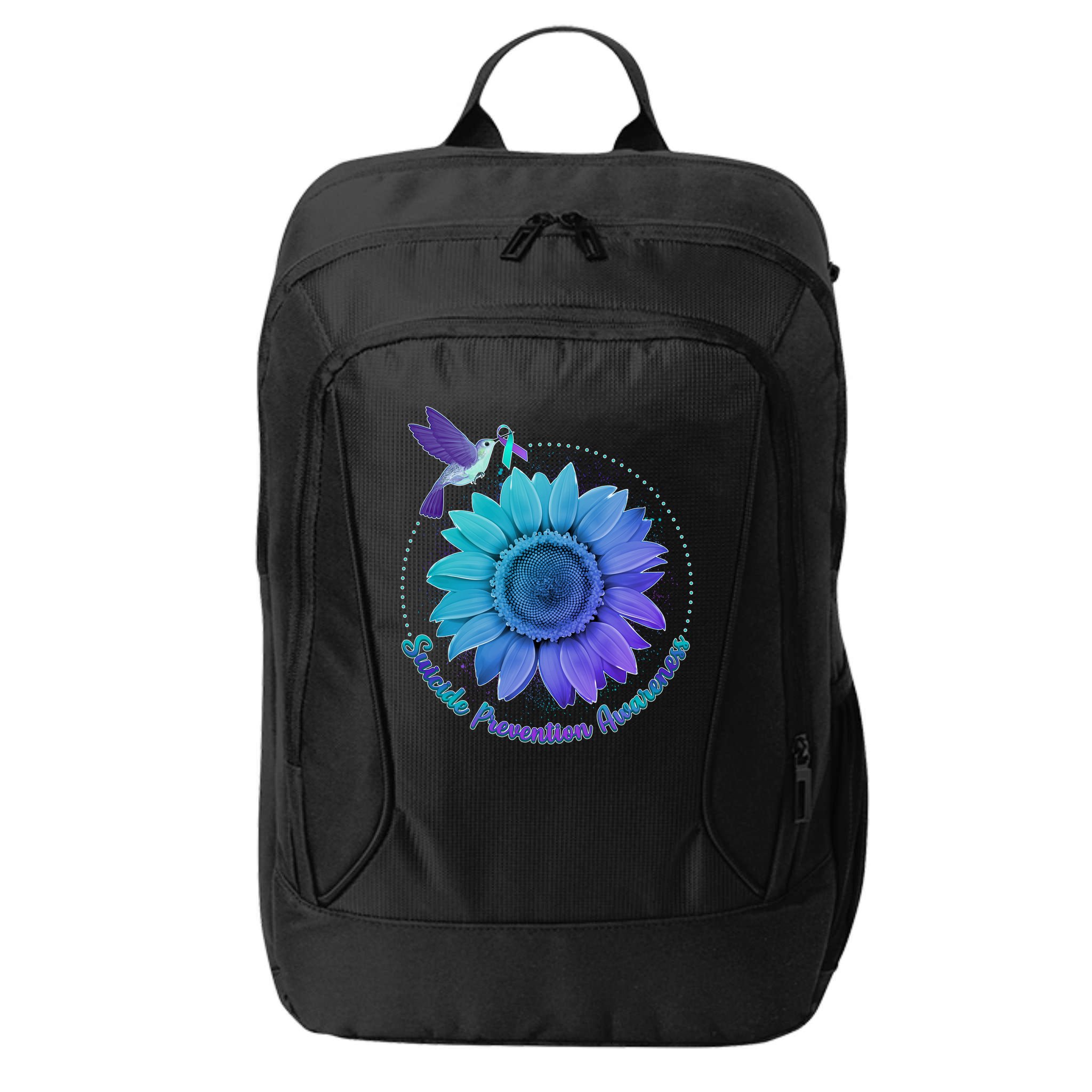Suicide Prevention Awareness Hummingbird Flower City Backpack