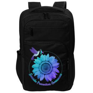 Suicide Prevention Awareness Hummingbird Flower Impact Tech Backpack