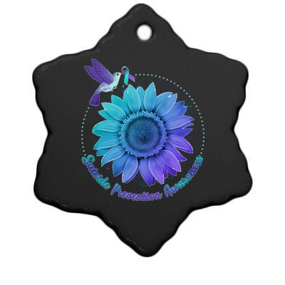 Suicide Prevention Awareness Hummingbird Flower Ceramic Star Ornament