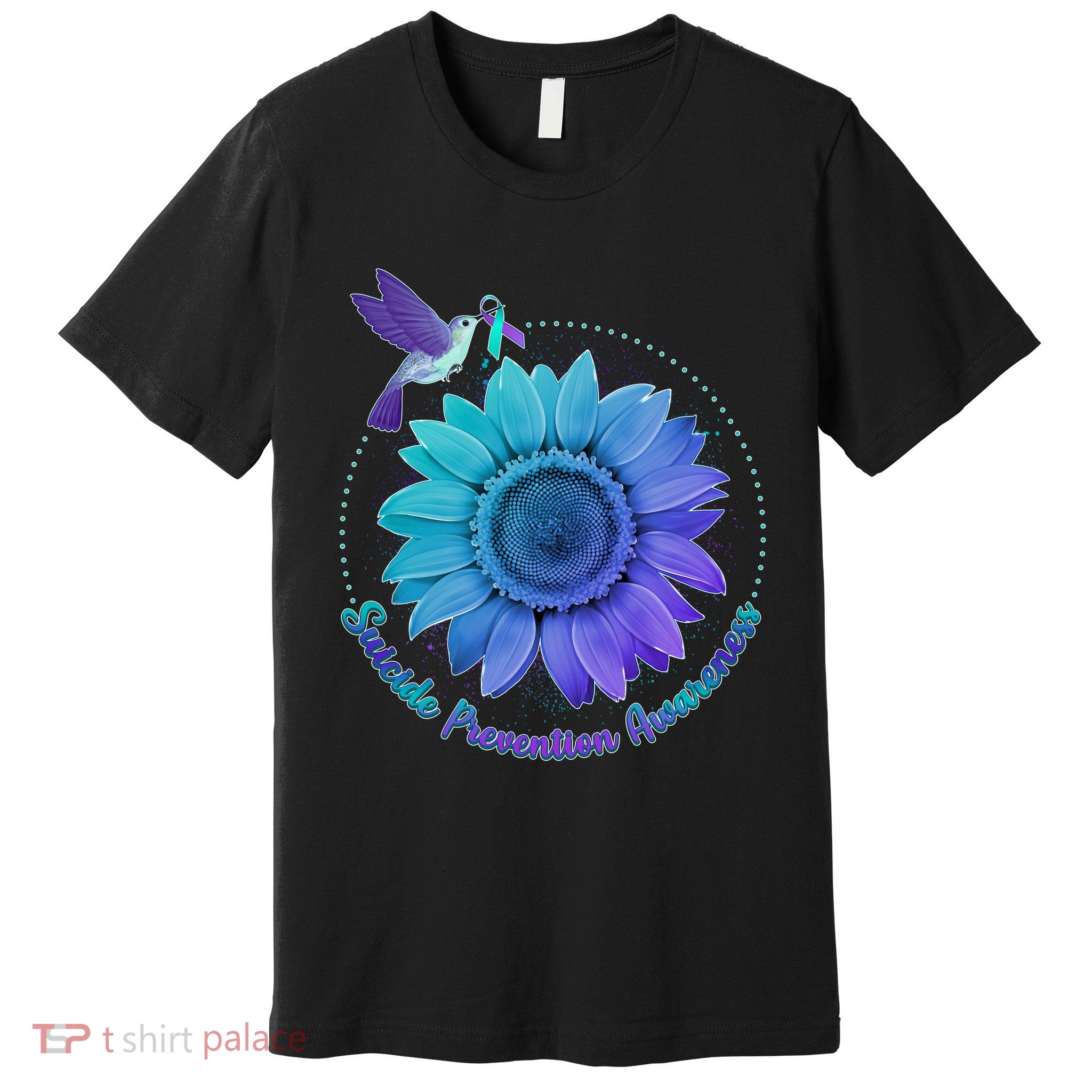 Suicide Prevention Awareness Hummingbird Flower Premium T-Shirt