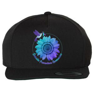 Suicide Prevention Awareness Hummingbird Flower Wool Snapback Cap