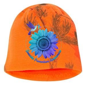 Suicide Prevention Awareness Hummingbird Flower Kati - Camo Knit Beanie