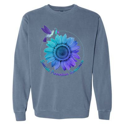 Suicide Prevention Awareness Hummingbird Flower Garment-Dyed Sweatshirt