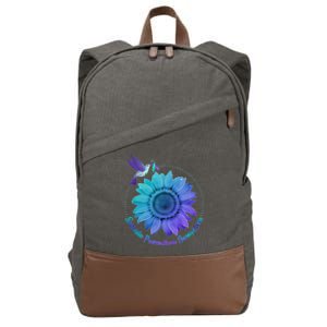 Suicide Prevention Awareness Hummingbird Flower Cotton Canvas Backpack