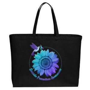 Suicide Prevention Awareness Hummingbird Flower Cotton Canvas Jumbo Tote