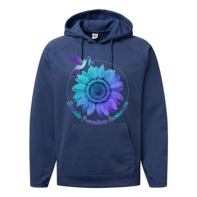 Suicide Prevention Awareness Hummingbird Flower Performance Fleece Hoodie