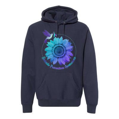 Suicide Prevention Awareness Hummingbird Flower Premium Hoodie