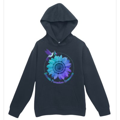 Suicide Prevention Awareness Hummingbird Flower Urban Pullover Hoodie