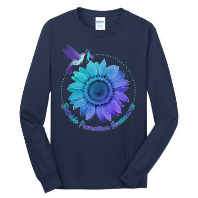 Suicide Prevention Awareness Hummingbird Flower Tall Long Sleeve T-Shirt