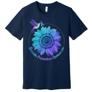 Suicide Prevention Awareness Hummingbird Flower Premium T-Shirt