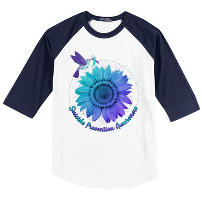 Suicide Prevention Awareness Hummingbird Flower Baseball Sleeve Shirt