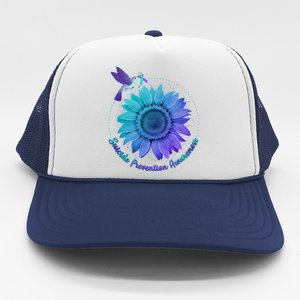 Suicide Prevention Awareness Hummingbird Flower Trucker Hat