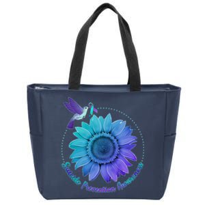 Suicide Prevention Awareness Hummingbird Flower Zip Tote Bag