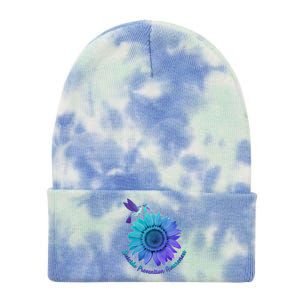 Suicide Prevention Awareness Hummingbird Flower Tie Dye 12in Knit Beanie