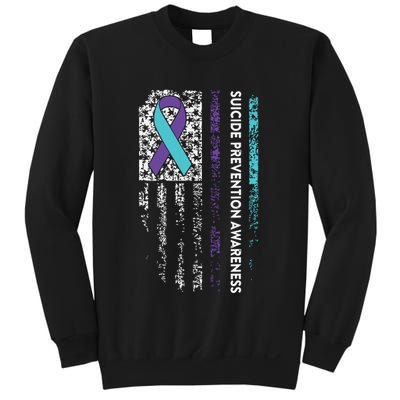 Suicide Prevention Awareness Ribbon American Flag Sweatshirt