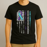 Suicide Prevention Awareness Ribbon American Flag T-Shirt