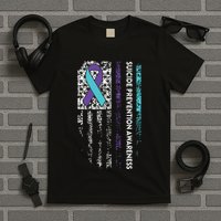 Suicide Prevention Awareness Ribbon American Flag T-Shirt