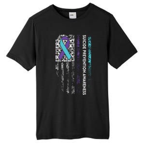 Suicide Prevention Awareness Ribbon American Flag Tall Fusion ChromaSoft Performance T-Shirt