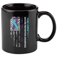 Suicide Prevention Awareness Ribbon American Flag 11oz C Handle Ceramic Mug