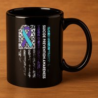 Suicide Prevention Awareness Ribbon American Flag 11oz C Handle Ceramic Mug