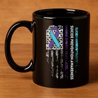 Suicide Prevention Awareness Ribbon American Flag 11oz C Handle Ceramic Mug