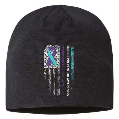Suicide Prevention Awareness Ribbon American Flag Sustainable Beanie