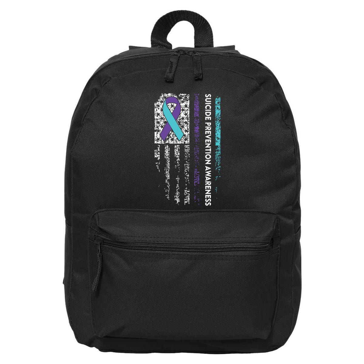Suicide Prevention Awareness Ribbon American Flag 16 in Basic Backpack