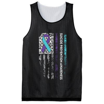 Suicide Prevention Awareness Ribbon American Flag Mesh Reversible Basketball Jersey Tank