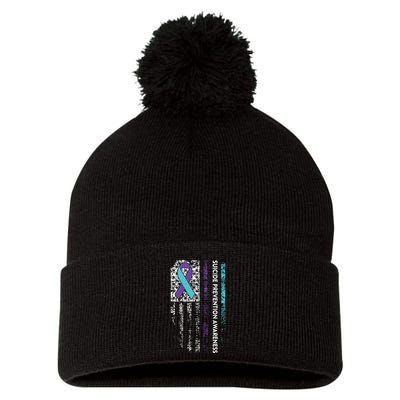 Suicide Prevention Awareness Ribbon American Flag Pom Pom 12in Knit Beanie