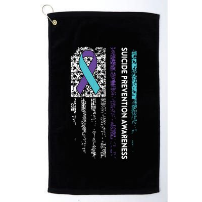 Suicide Prevention Awareness Ribbon American Flag Golf Towel