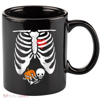 Skeleton Pregnancy Announcement Mom Halloween 11oz C Handle Ceramic Mug
