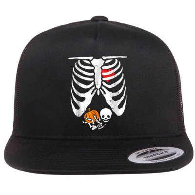 Skeleton Pregnancy Announcement Mom Halloween Flatbill Hat