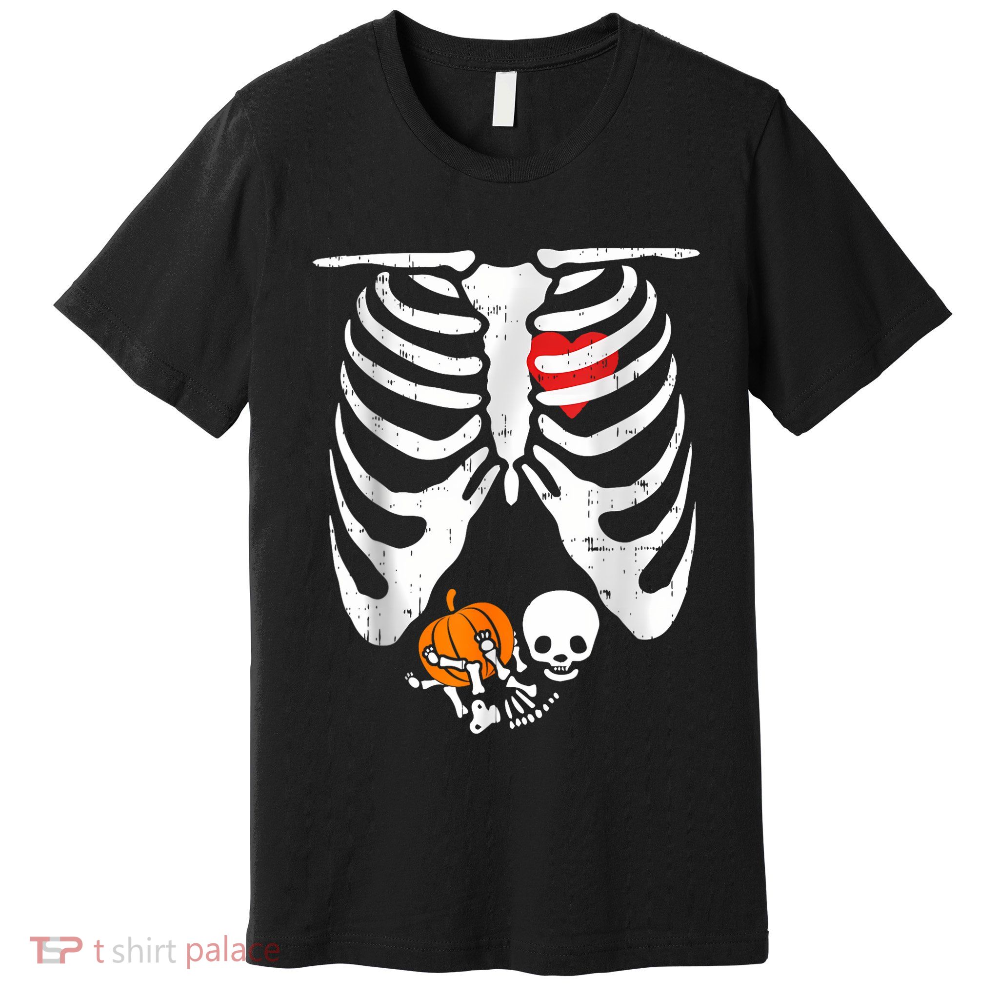 Skeleton Pregnancy Announcement Mom Halloween Premium T-Shirt