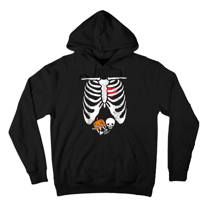 Skeleton Pregnancy Announcement Mom Halloween Tall Hoodie