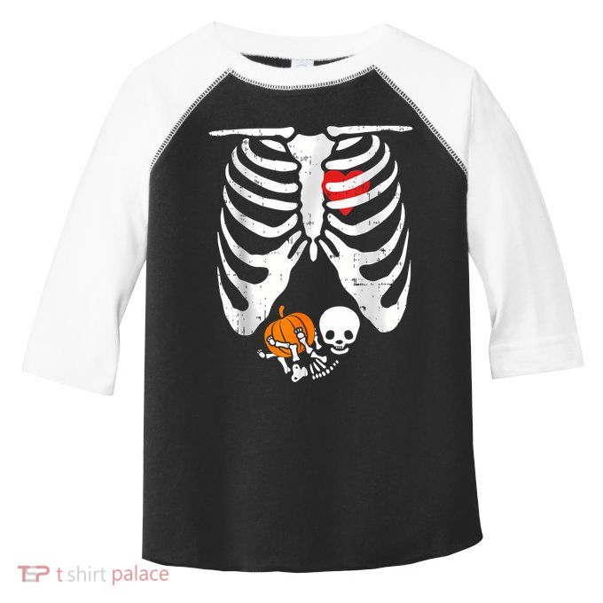 Skeleton Pregnancy Announcement Mom Halloween Toddler Fine Jersey T-Shirt