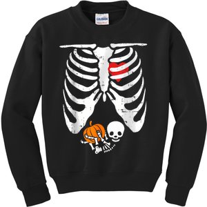 Skeleton Pregnancy Announcement Mom Halloween Kids Sweatshirt