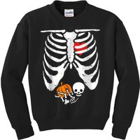 Skeleton Pregnancy Announcement Mom Halloween Kids Sweatshirt