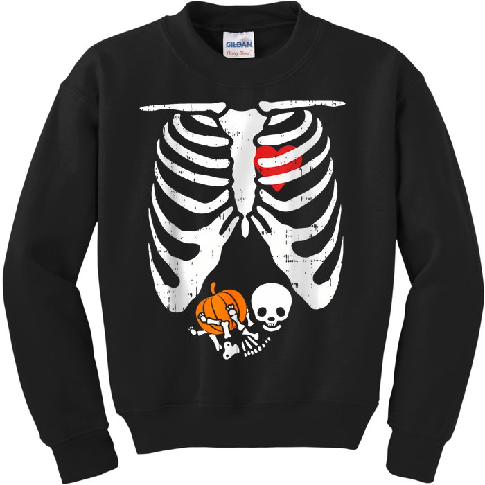 Skeleton Pregnancy Announcement Mom Halloween Kids Sweatshirt