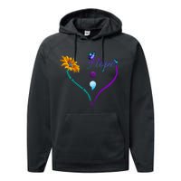 Suicide Prevention Awareness Floral Heart Performance Fleece Hoodie